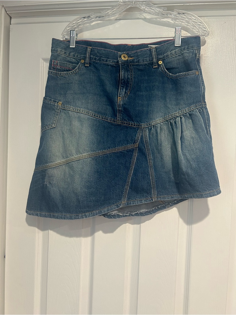 Divided Blue Denim Panel Mini Skirt